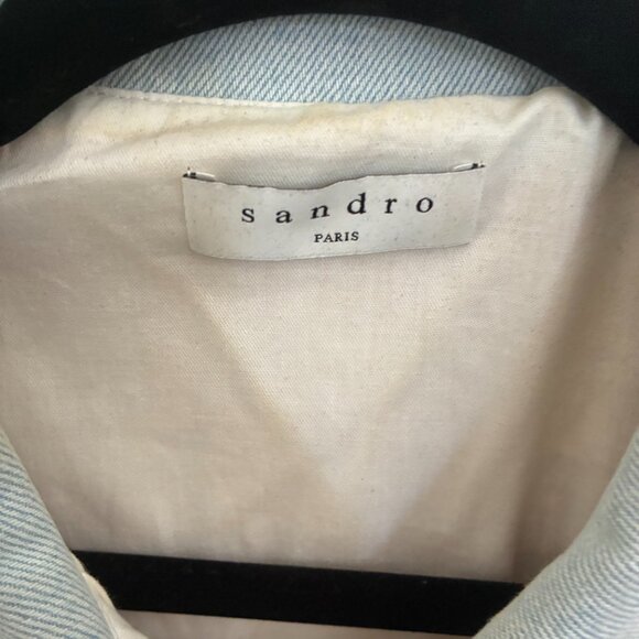 Sandro Mella Denim-Paneled Metallic Cotton-Blend Tweed Mini Dress Yellow&Blue - Picture 5 of 5